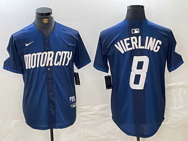 Men%27s Detroit Tigers #8 Matt Vierling Navy 2024 City Connect Cool Base Limited Stitched Jersey1->detroit tigers->MLB Jersey